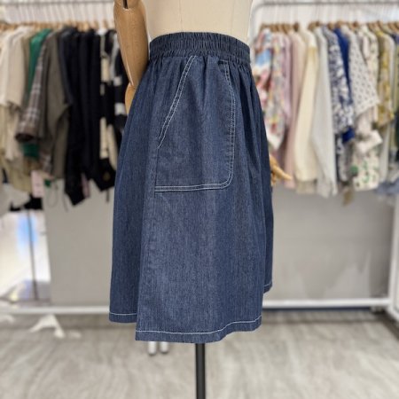 스티치 데님 5부 팬츠