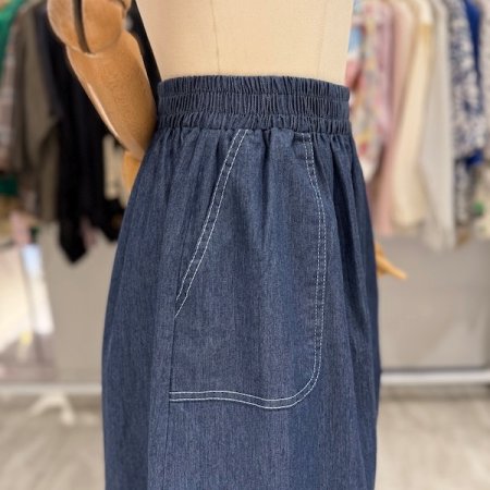 스티치 데님 5부 팬츠