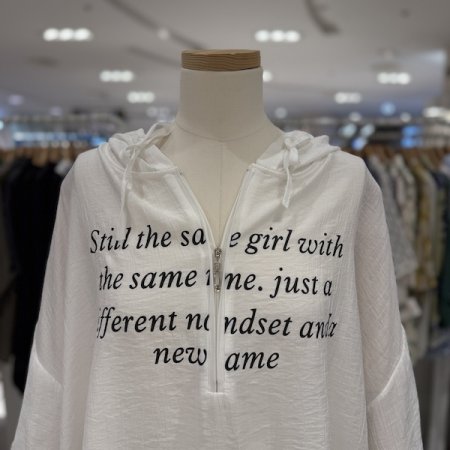 넥 지퍼 후드 나염 티셔츠