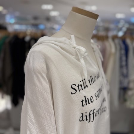 넥 지퍼 후드 나염 티셔츠