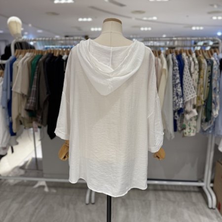 넥 지퍼 후드 나염 티셔츠