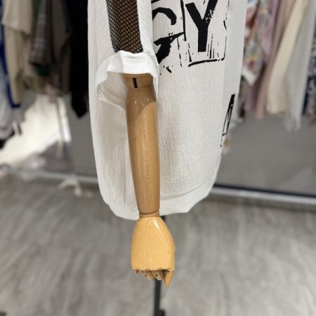 망사 포인트 후드 티셔츠