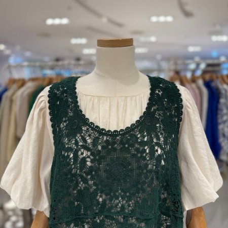 플라워 짜임 샤방 조끼