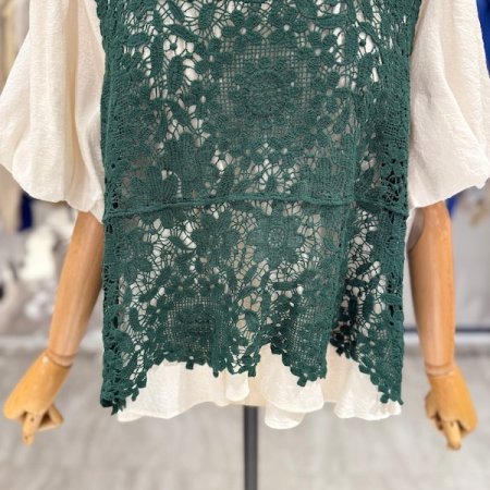 플라워 짜임 샤방 조끼