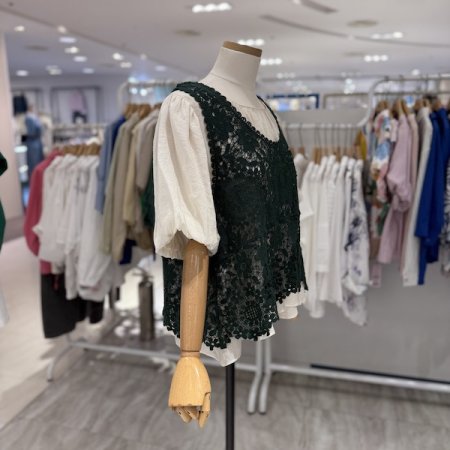 플라워 짜임 샤방 조끼