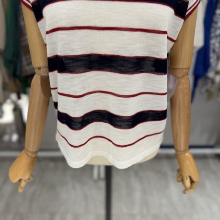 단가라 캡소매 니트