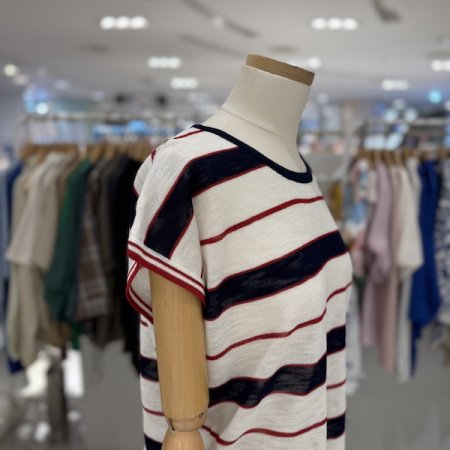 단가라 캡소매 니트