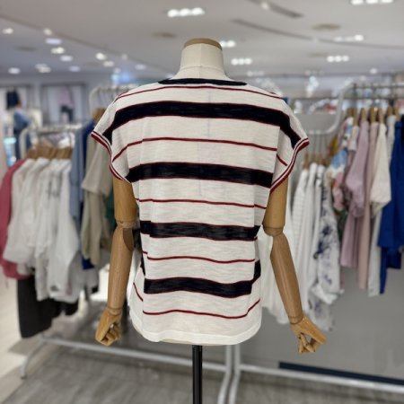 단가라 캡소매 니트