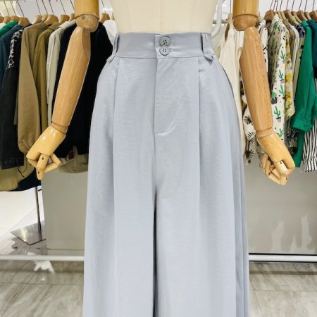 투버튼 핀턱 와이드 팬츠