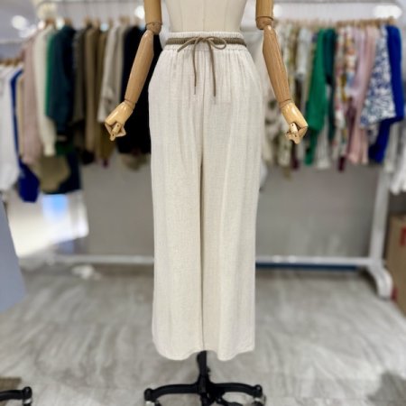 허리 스트링 린넨 팬츠
