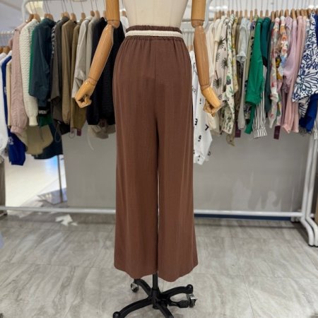 허리 스트링 린넨 팬츠