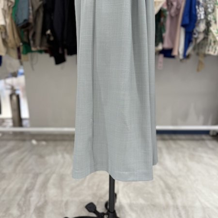 폴리 투핀턱 주름 통 팬츠