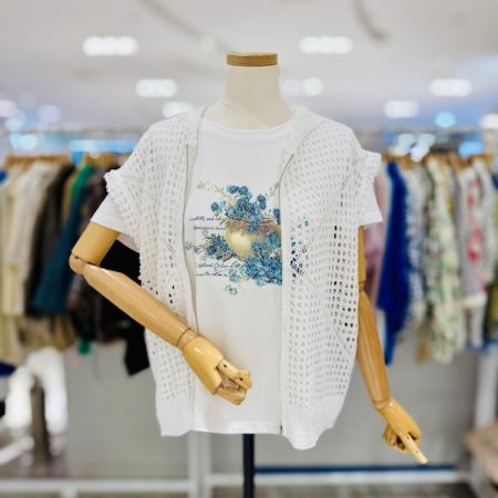 스카시 니트 후드 조끼