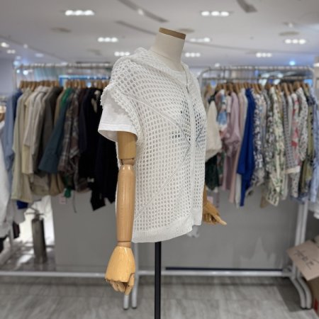 스카시 니트 후드 조끼