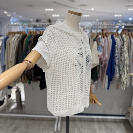 스카시 니트 후드 조끼