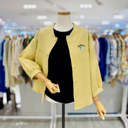 퍼피 라운드 린넨 자켓