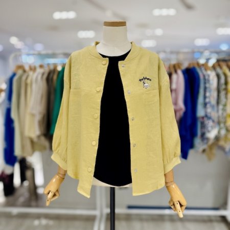 퍼피 라운드 린넨 자켓