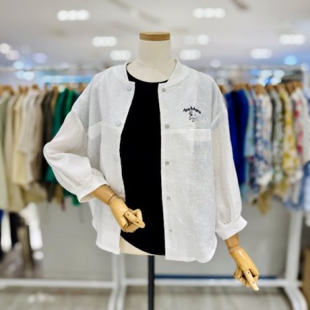 퍼피 라운드 린넨 자켓