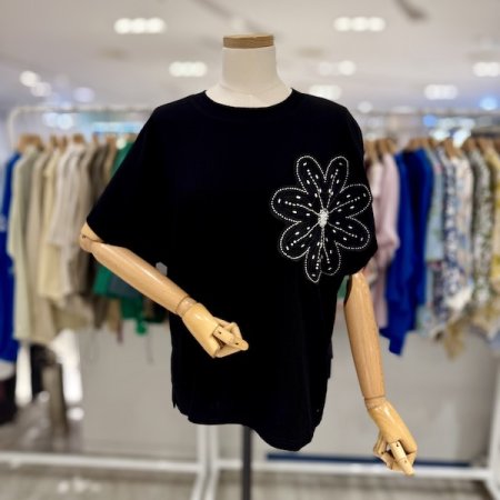 비즈 플라워 티셔츠