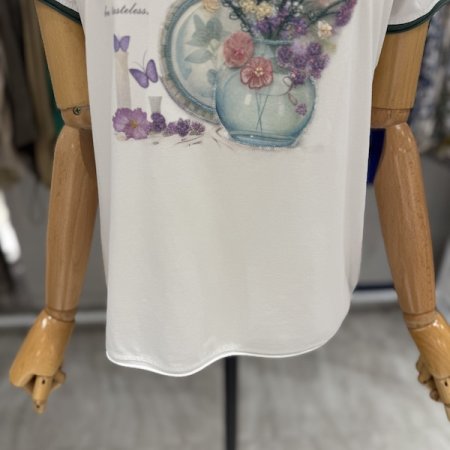 유리꽃 배색 반팔티셔츠