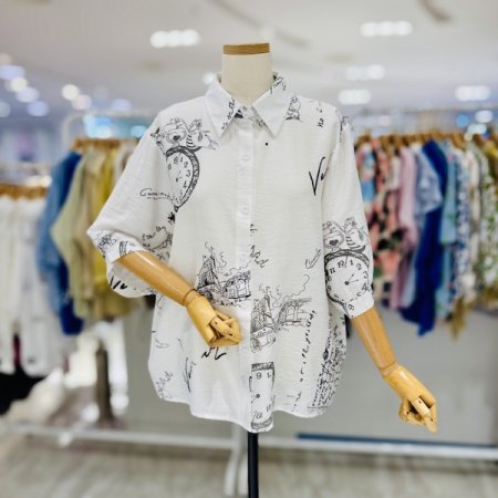 썸머 레터링 시계 셔츠