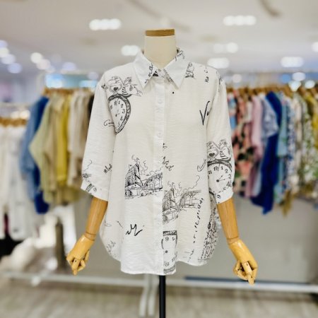 썸머 레터링 시계 셔츠