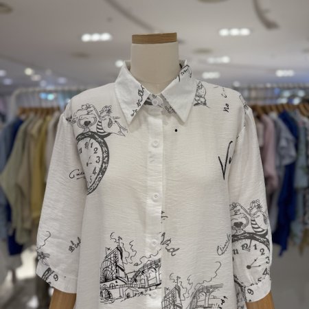 썸머 레터링 시계 셔츠