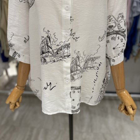 썸머 레터링 시계 셔츠