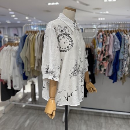 썸머 레터링 시계 셔츠