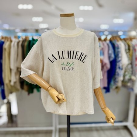 린넨 레터링 라운드 티셔츠