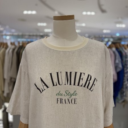 린넨 레터링 라운드 티셔츠