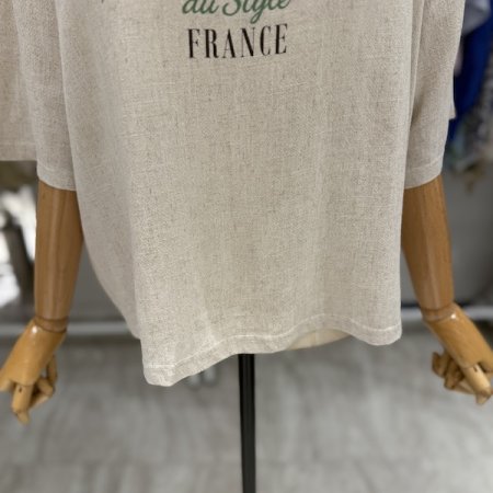 린넨 레터링 라운드 티셔츠