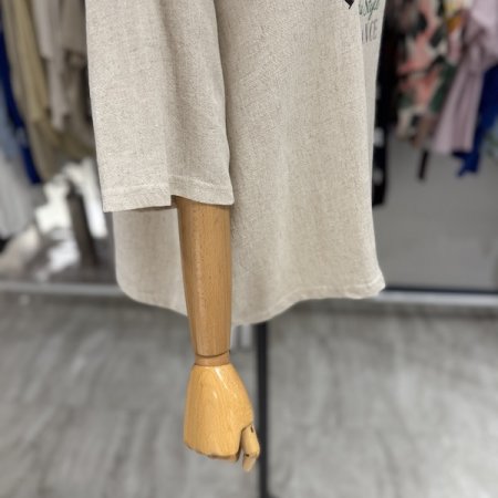 린넨 레터링 라운드 티셔츠