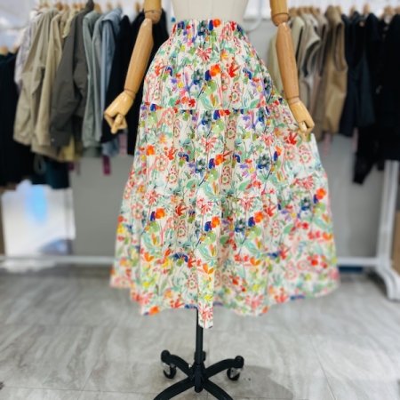 티어드 물감 나염 스커트