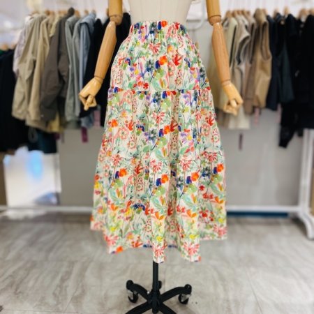 티어드 물감 나염 스커트