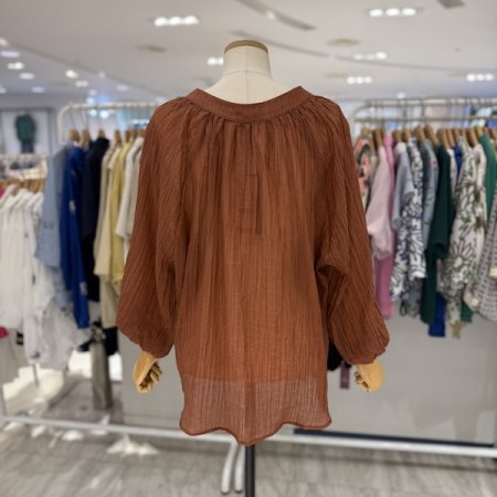 7부 소매 스퀘어넥 블라우스