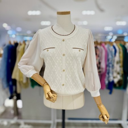 시스루 배색 니트