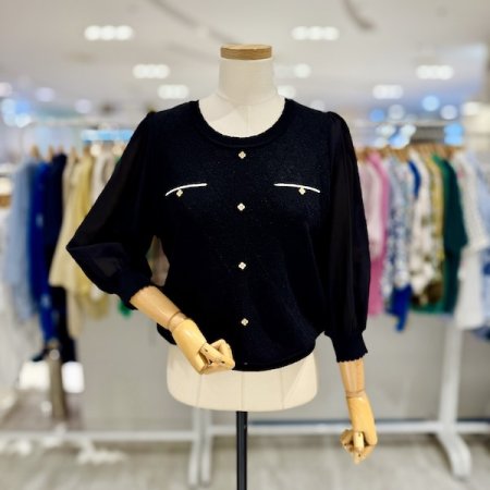 시스루 배색 니트