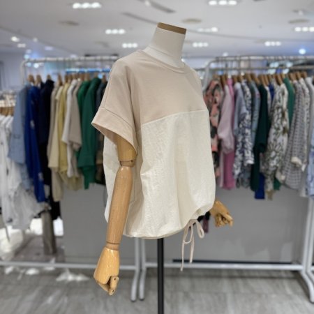 배색 스트링 티셔츠
