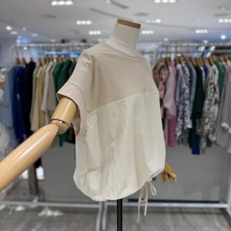 배색 스트링 티셔츠