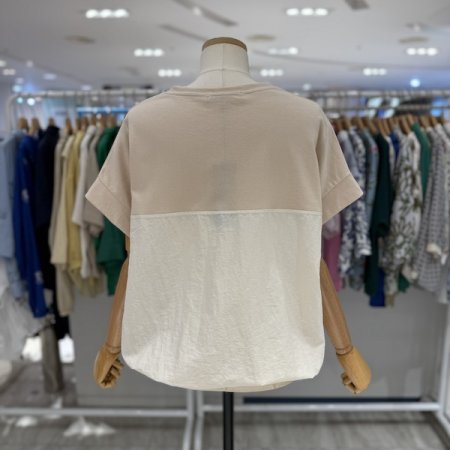 배색 스트링 티셔츠