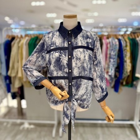 7부 블루 묶음 블라우스