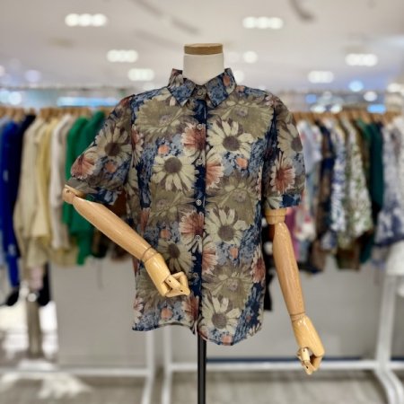 퍼프소매 무드꽃 셔츠