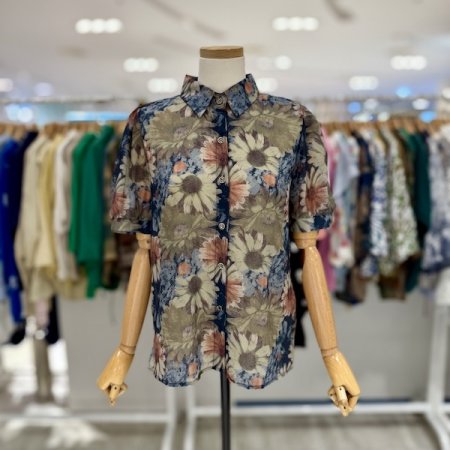 퍼프소매 무드꽃 셔츠