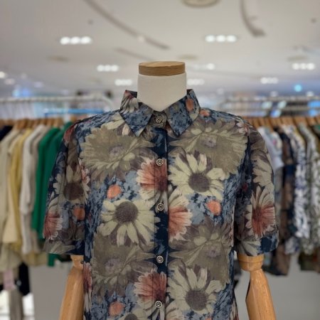 퍼프소매 무드꽃 셔츠