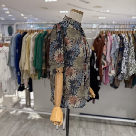 퍼프소매 무드꽃 셔츠