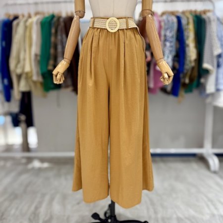 핀턱 벨트 와이드 팬츠