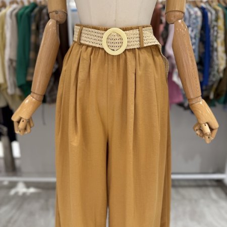 핀턱 벨트 와이드 팬츠