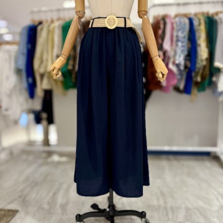 핀턱 벨트 와이드 팬츠