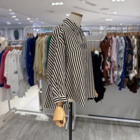 7부 소매 스트라이프 셔츠